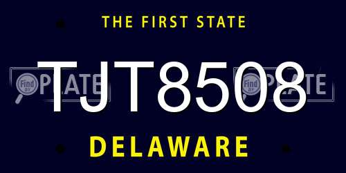 TJT8508 Delaware License Plate