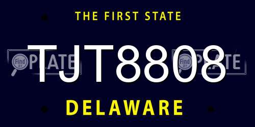 TJT8808 Delaware License Plate