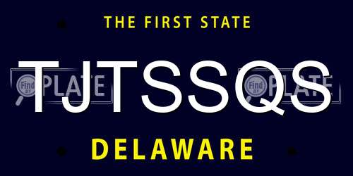 TJTSSQS Delaware License Plate
