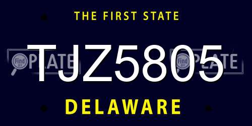 TJZ5805 Delaware License Plate