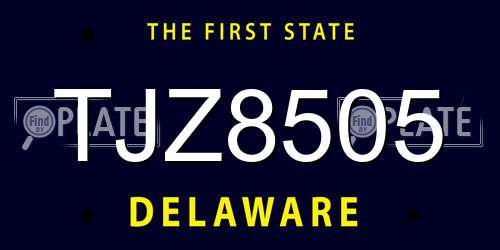 TJZ8505 Delaware License Plate