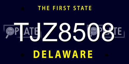 TJZ8508 Delaware License Plate