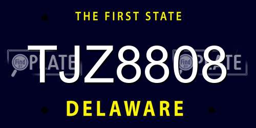 TJZ8808 Delaware License Plate