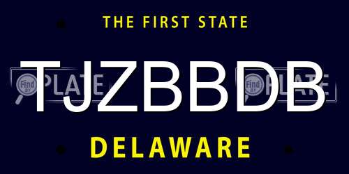 TJZBBDB Delaware License Plate