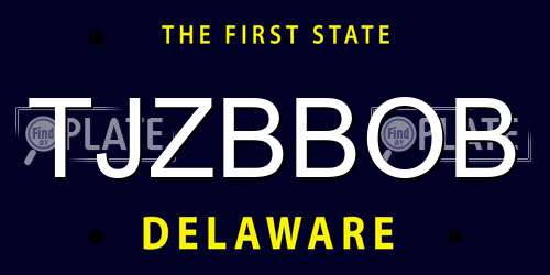 TJZBBOB Delaware License Plate
