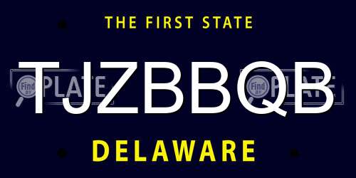TJZBBQB Delaware License Plate