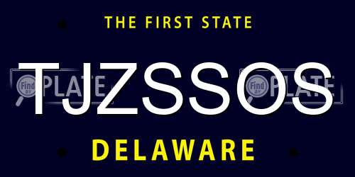 TJZSSOS Delaware License Plate