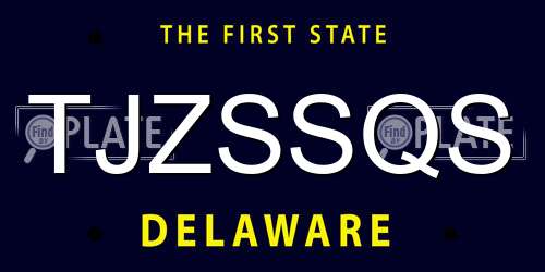 TJZSSQS Delaware License Plate