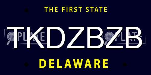 TKDZBZB Delaware License Plate