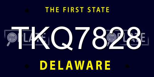 TKQ7828 Delaware License Plate