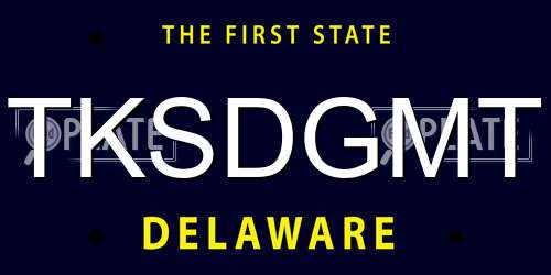 TKSDGMT Delaware License Plate