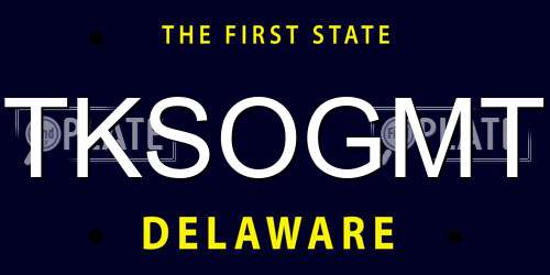 TKSOGMT Delaware License Plate