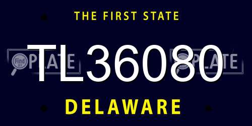 TL36080 Delaware License Plate