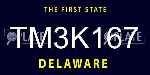 TM3K167 Delaware License Plate