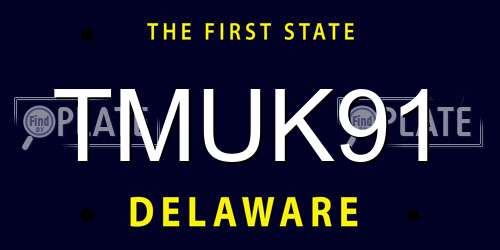 TMUK91 Delaware License Plate