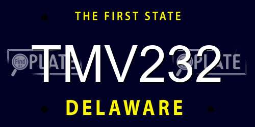 TMV232 Delaware License Plate