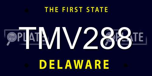 TMV288 Delaware License Plate