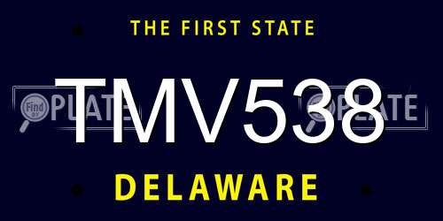 TMV538 Delaware License Plate