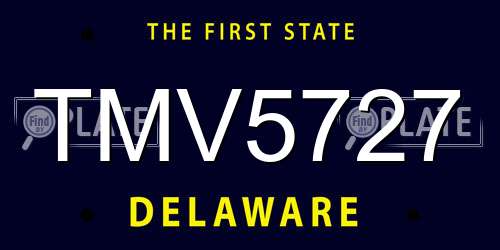 TMV5727 Delaware License Plate