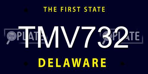TMV732 Delaware License Plate