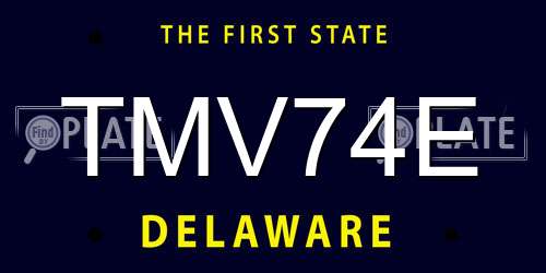 TMV74E Delaware License Plate