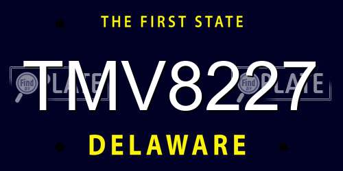 TMV8227 Delaware License Plate
