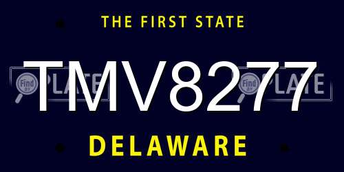 TMV8277 Delaware License Plate