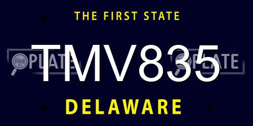 TMV835 Delaware License Plate