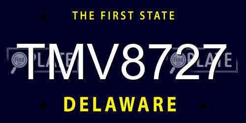 TMV8727 Delaware License Plate
