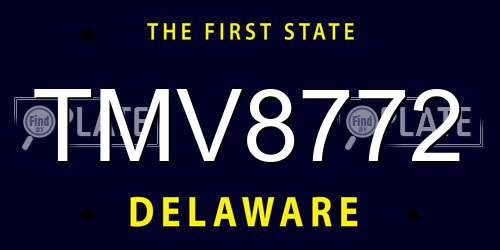 TMV8772 Delaware License Plate