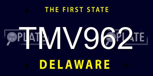 TMV962 Delaware License Plate