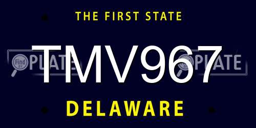 TMV967 Delaware License Plate