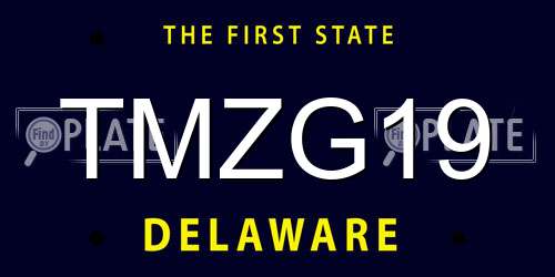 TMZG19 Delaware License Plate