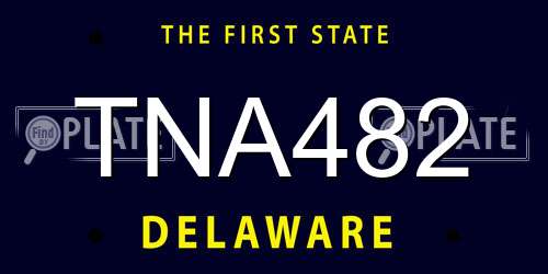 TNA482 Delaware License Plate