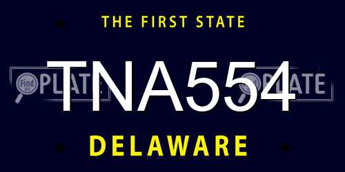 TNA554 Delaware License Plate