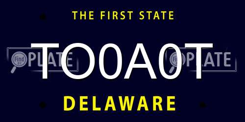 TO0A0T Delaware License Plate