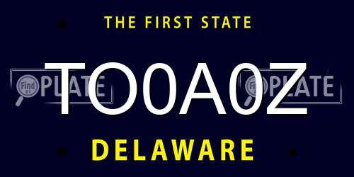 TO0A0Z Delaware License Plate