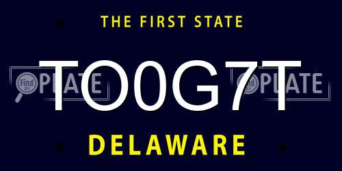 TO0G7T Delaware License Plate