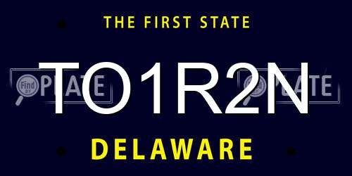 TO1R2N Delaware License Plate