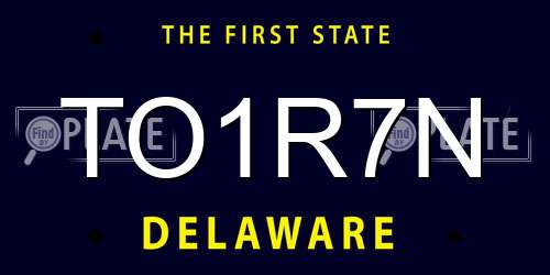 TO1R7N Delaware License Plate