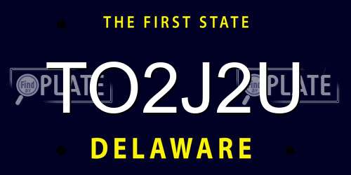 TO2J2U Delaware License Plate