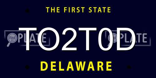 TO2T0D Delaware License Plate