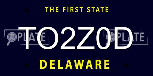 TO2Z0D Delaware License Plate