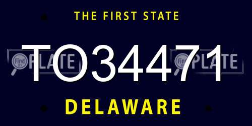 TO34471 Delaware License Plate