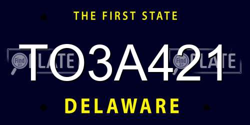 TO3A421 Delaware License Plate