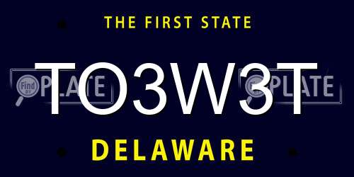 TO3W3T Delaware License Plate
