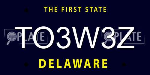 TO3W3Z Delaware License Plate