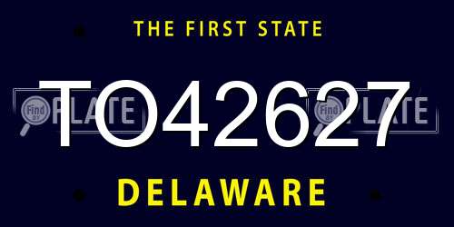 TO42627 Delaware License Plate