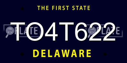 TO4T622 Delaware License Plate