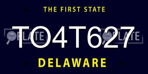 TO4T627 Delaware License Plate